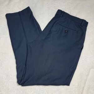 Perry Ellis Portfolio Slim Fit Dress Pants Men's 34x30 Navy Blue‎ Textured